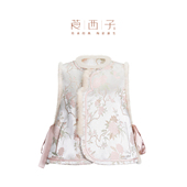 莨西子新中式 月华 国风桑蚕丝棉服马甲女外穿秋冬棉袄马夹坎肩