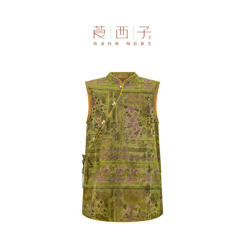 莨西子新中式国风100桑蚕丝绝美衬衫女款26新款复古无袖开衫上衣