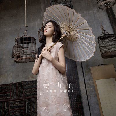 【舒禅】莨西子新中式国风100桑蚕丝连衣裙女中长款贵气千金裙