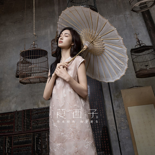 【舒禅】莨西子新中式国风100桑蚕丝连衣裙女中长款贵气千金裙