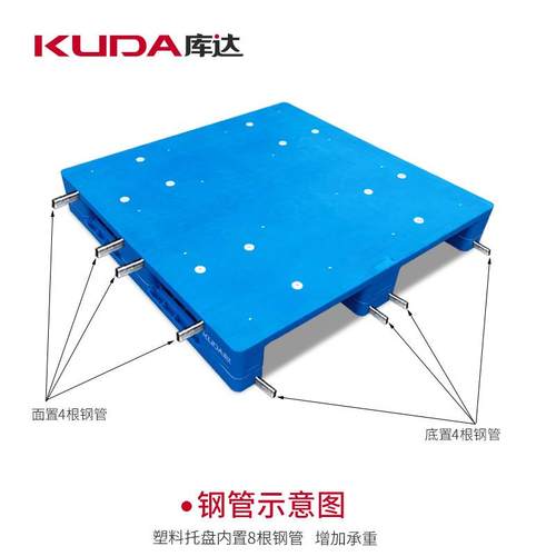 库达1111平板川字（置钢管）塑料托盘仓储立体库栈板重型地台