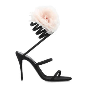 MAGDA BUTRYM Silk-organza pink flower heel sandals