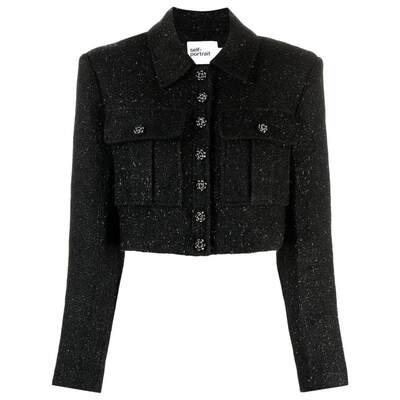 SELF-PORTRAIT BLACK BOUCLE CROPPED JACKET CLOTHING