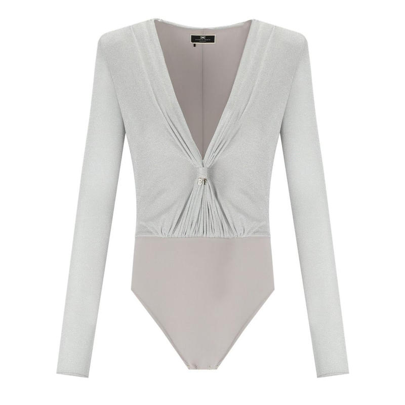 ELISABETTA FRANCHI SILVER LUREX BODYSUIT