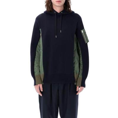 SACAI FLEECE NYLON HOODIE