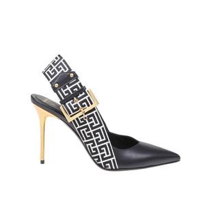 AND BALMAIN CANVAS SLINGBACKS MONOGRAM LEATHER