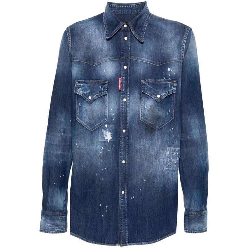 DSQUARED2 paint-splatter denim shirt