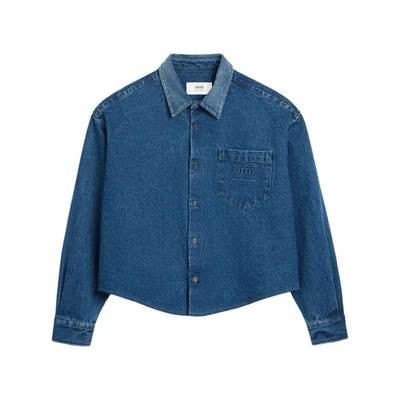 AMI PARIS logo-embroidery denim shirt