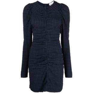 NECK MINI CLOTHING DRESS STRETCH SEERSUCKER GANNI