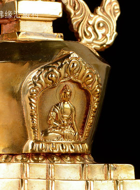 八塔子 佛塔 菩提塔 1s0寸尊胜天降宝塔佛堂装饰铜镀金八座一套