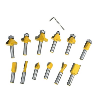 12pcs Routehr Bits Set 8mm Router Bit Set Trimming Straight
