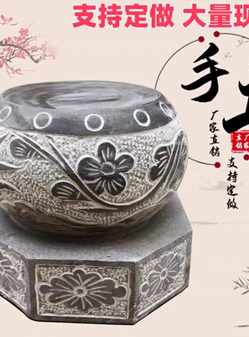 石雕柱墩石青石柱门口柱脚石家用仿古柱子摆件柱顶石底座石墩厂家