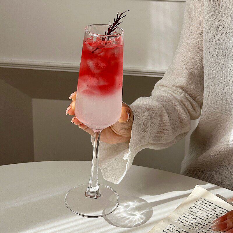 ins 风设计感小众冷饮杯家用轻奢香槟杯水晶玻璃鸡尾酒杯红酒杯女