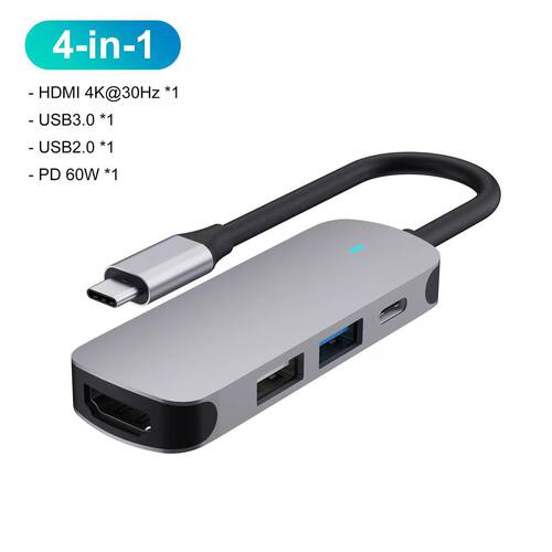 type-c四合一扩展坞usb hub3.0电脑网口扩展器多功能拓展坞集线器