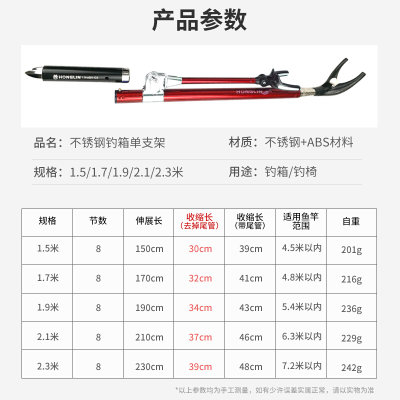 渤洋炮台支架超轻超硬短节可携式钓鱼竿架钓鱼箱钓椅专用羊角头架