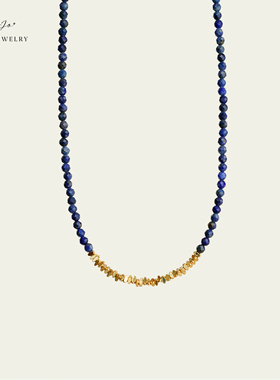 钻切克莱因蓝青金石八芒星锁骨链