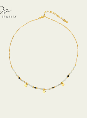 欧洛风天然石水滴镀真金锁骨链