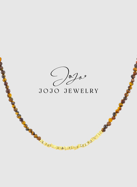 极细碎金子虎眼石钻切面项链