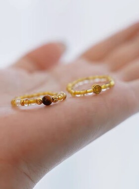 虎眼石弹力手链招财防小人尾戒