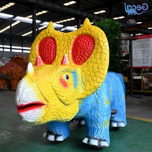 儿童游乐骑乘恐龙电瓶车扫码投币广场游玩电动恐龙模型跑跑车厂家