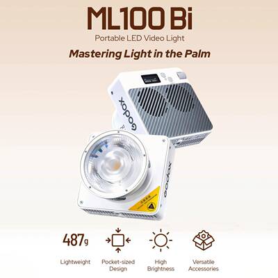 神牛Godox ML100Bi 摄影补光灯120W双色温直播便携人像COB常亮灯
