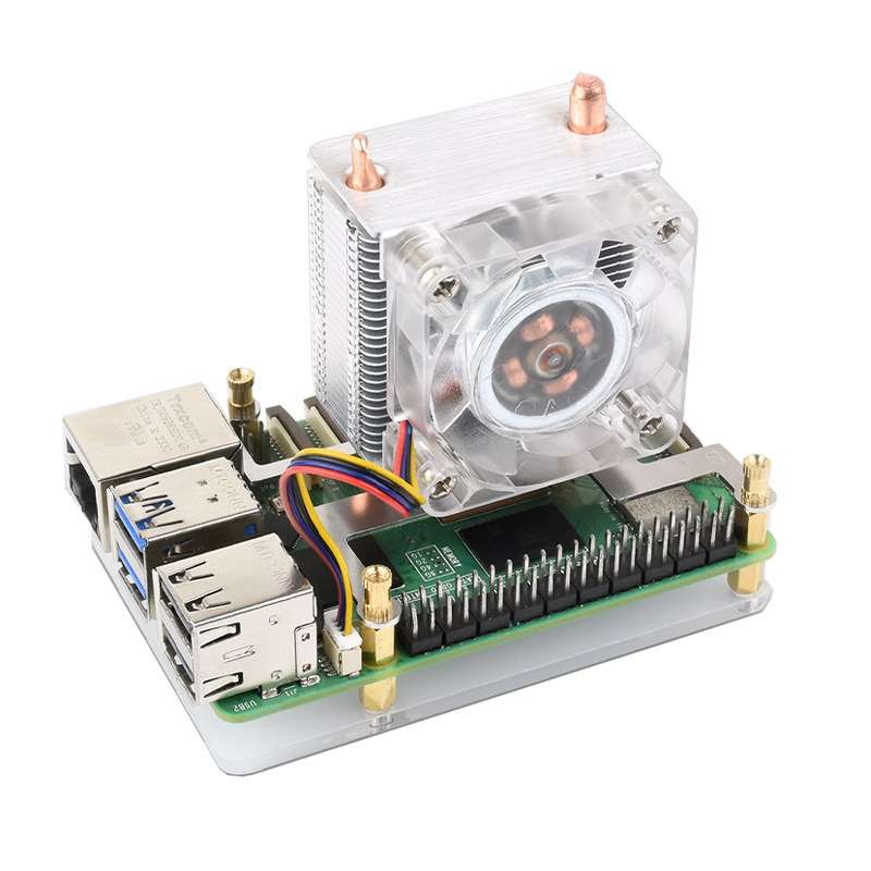 树莓派5 CPU散热RGB风扇U型铜管鳍片塔式立式ICE Tower小冰塔
