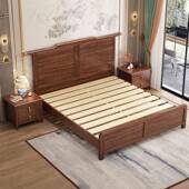 新中式 乌金木全实木床大小户型家用双人主卧床1.5m单人床送装 一体
