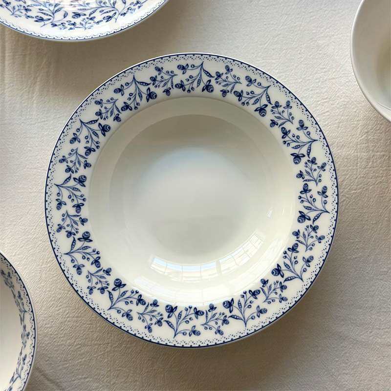 釉下彩繁枝骨瓷盘碗深汤盘菜盘甜品盘斗笠碗米饭碗餐具套装