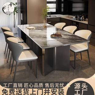 高端超晶石餐桌客厅亮光微晶石轻奢现代奢石桌子大理石长方形饭桌