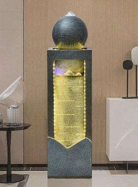 中式流水招财喷泉摆件球客厅室内装饰落地开业送礼Y循环加湿器