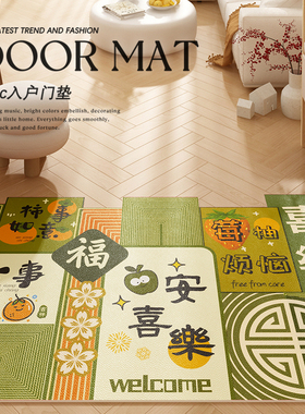 绿色地垫进门门口门垫2024新款免洗可擦pvc入户玄W关家用脚垫地毯