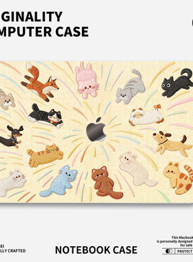 ins猫咪派对适用于苹果华为电脑mac笔记本电脑2025新款M2pro15寸macbook15保护壳macbookair13膜M3轻薄冰晶壳