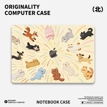 ins猫咪派对适用于苹果华为电脑mac笔记本电脑2025新款M2pro15寸macbook15保护壳macbookair13膜M3轻薄冰晶壳