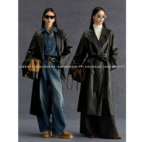 SWAP SENSE·暗夜筑形简约复古高级感黑色风衣外套宽松气质大衣