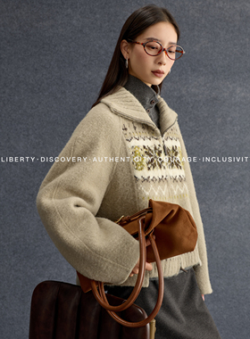 SWAP SENSE灰度筑境· 复古休闲费尔岛毛衣拼接外套2025年新款冬