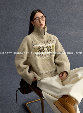 SWAP SENSE灰度筑境· 复古休闲风复古费尔岛浅绿色毛衣外套冬季