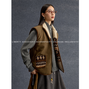 SWAP SENSE暖绒雅叙· 费尔岛撞色双面穿马甲立领拉链叠穿外套