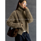 毛衣外套冬季 SWAP SENSE暖序行间·马海绒毛衣大翻领慵懒针织开衫