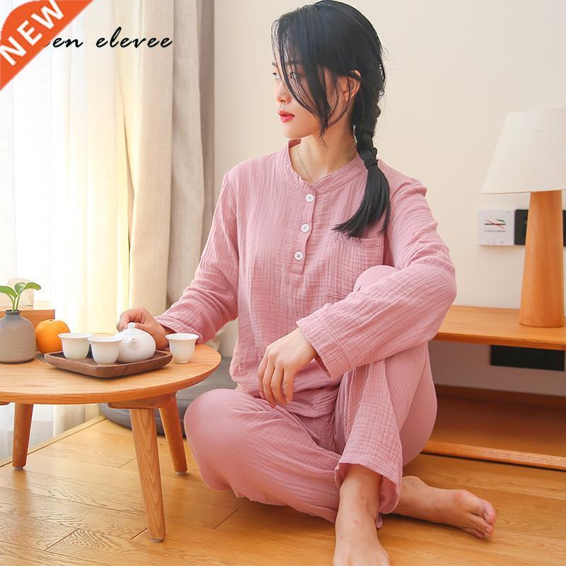 Womens Spwear Cotton Yarn Pajama Sets Water-washed Sp