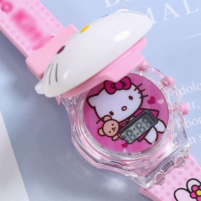 哈喽KT猫电子表发光带音乐keiti猫手表儿童玩具粉Kitty猫礼物女童