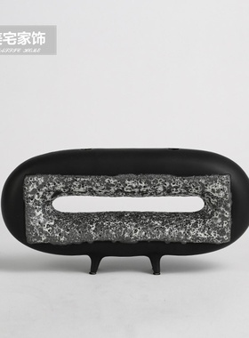 中式简约黑白几何插花花器客厅电视柜样板L间创意陶瓷摆件家居饰