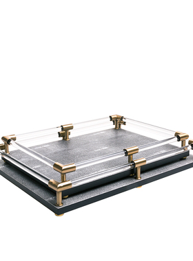 样板房客厅卧室摆件北欧现代装饰六开口J托盘茶几餐桌装饰品收纳