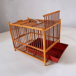 新款竹制鸟洗澡笼子画眉鸟洗澡笼冲凉笼八哥鹩Q哥四喜超大号洗澡