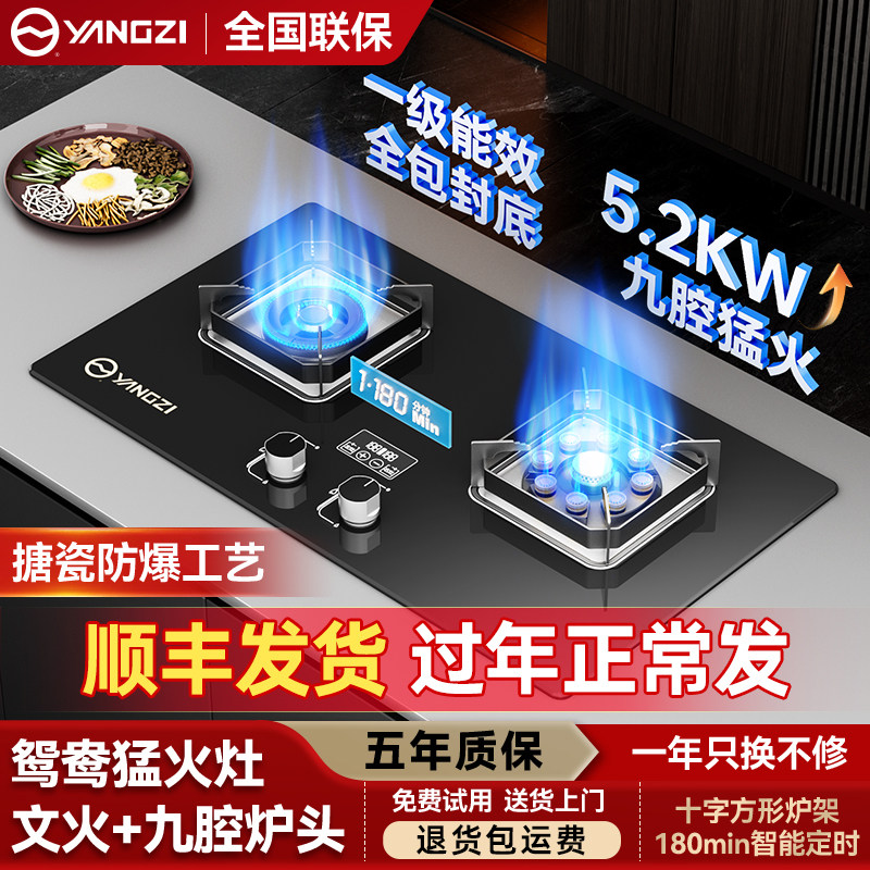 扬子燃气灶煤气灶双灶家用嵌入台式天然气液化气猛火灶台2025新款