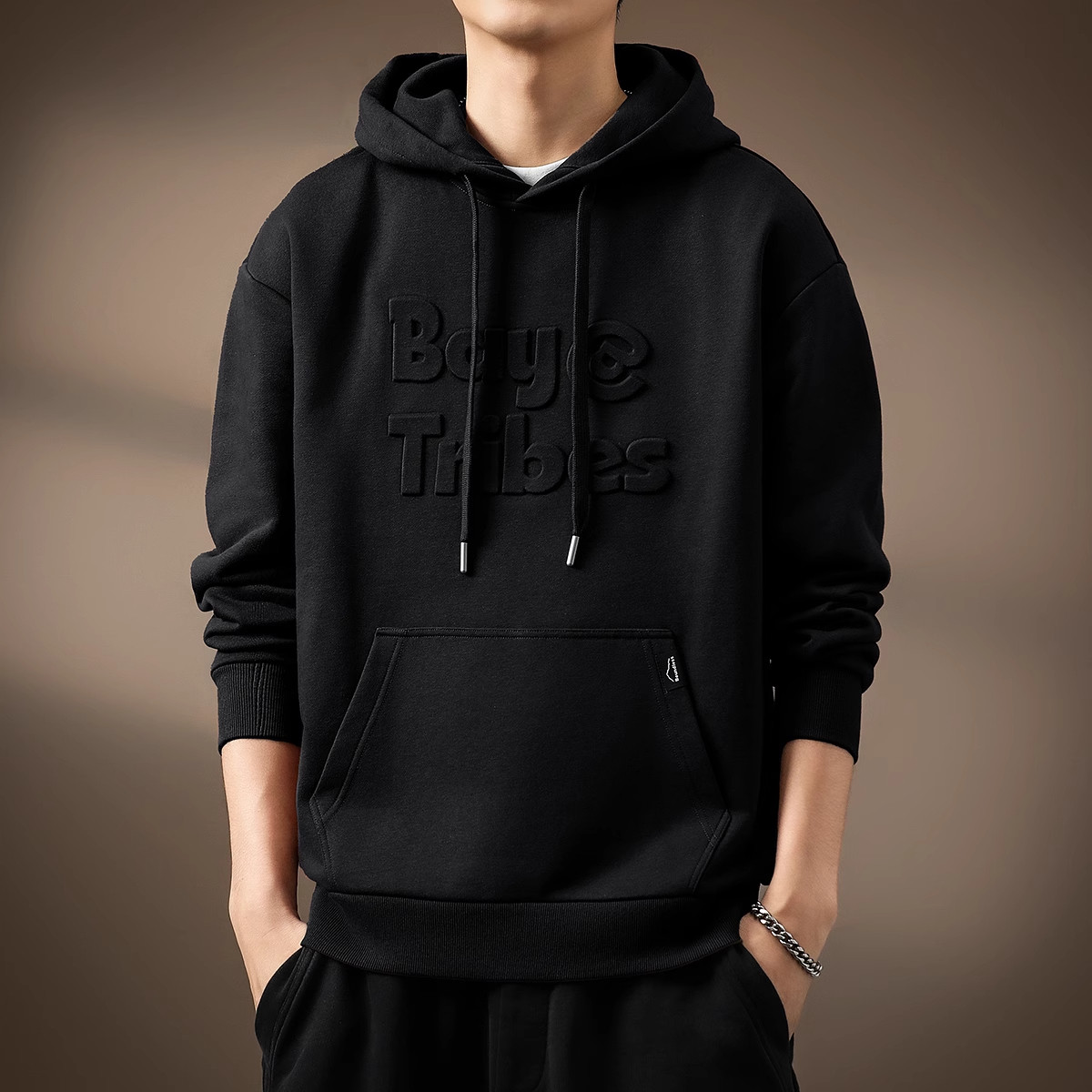 意大利高端重磅连帽卫衣男士2024年秋季宽松大码潮流百搭休闲上衣