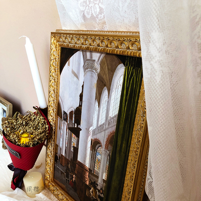 代尔夫特市教堂 小众艺术装饰画欧式金属画框Q沙发客厅背景墙挂画