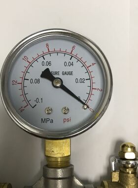 真空表 -0.1-0mpa 直径60mm 加四通 pu管快插接头 开V关 G1/4外丝