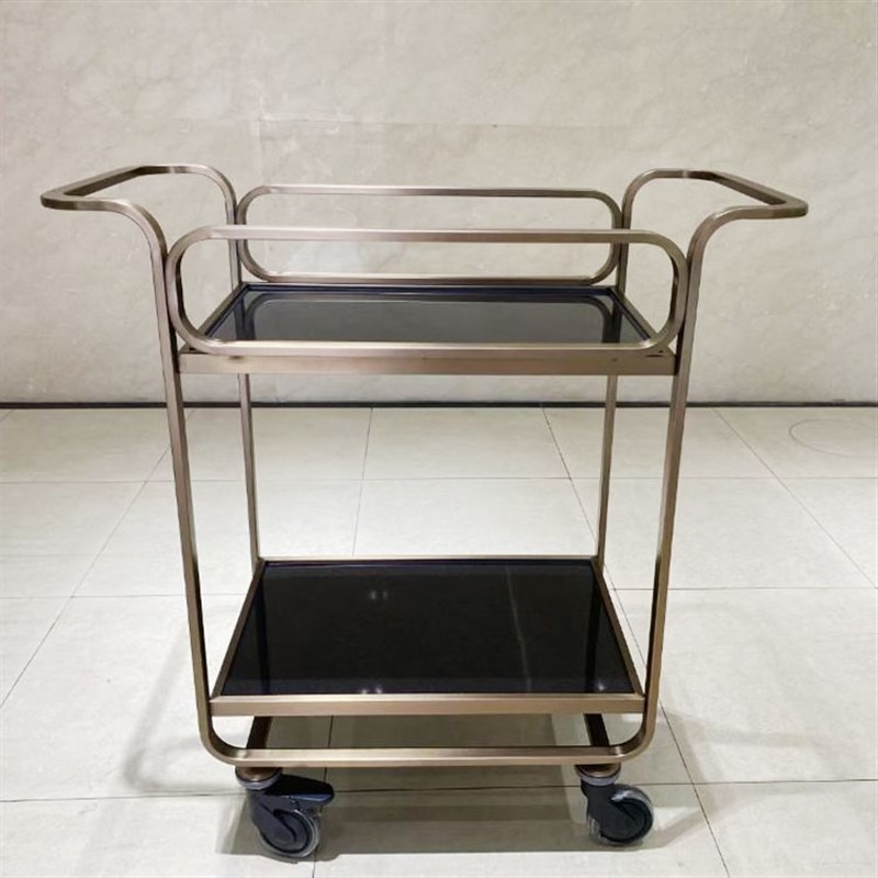 不锈钢酒店多功能酒水服务车饮料茶水小吃L车带抽屉移动手推送餐