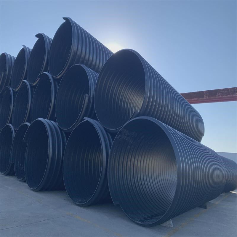 螺旋壁空缠e绕hdpe工业钢带波纹管市政排污下水道井筒缠绕管