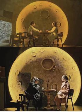 供应立体浮雕月球灯无框网红灯无主灯平面平O板月亮灯背景墙场景